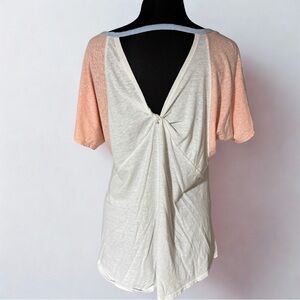 Women's V-Neck Colorblock  open back tshirt